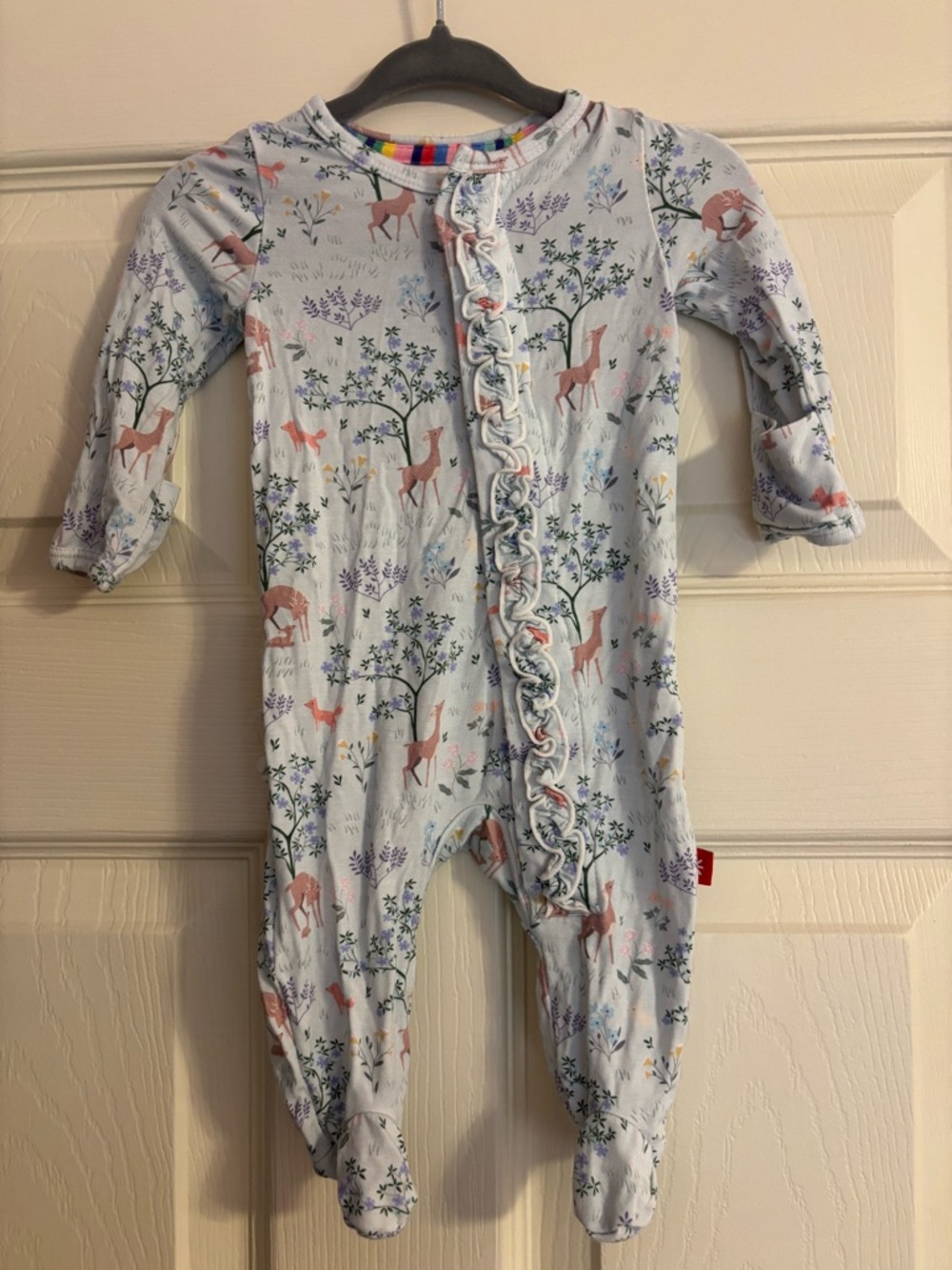 Magnetic Me Light Blue Deer Print Footed Pajamas